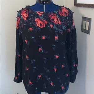 Black floral blouse